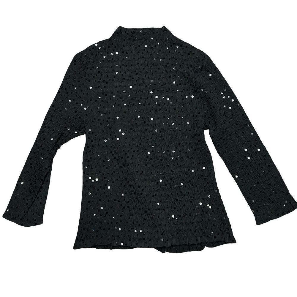 Sanctuary Top Womens Small Black Sequins Long Sleeve Holiday Glam Party Event